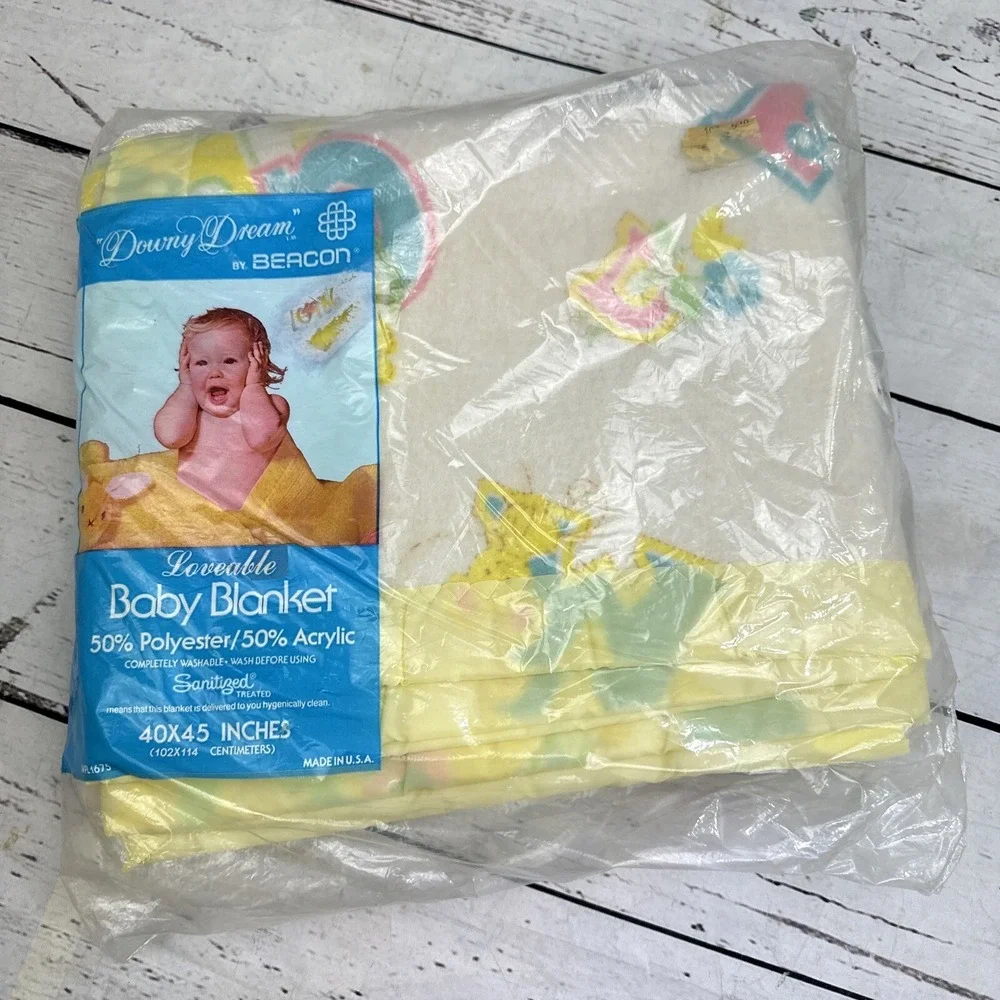 Vintage Downy Dream by Beacon Baby Blanket NIP Animals ABCs 40x45 Made in USA